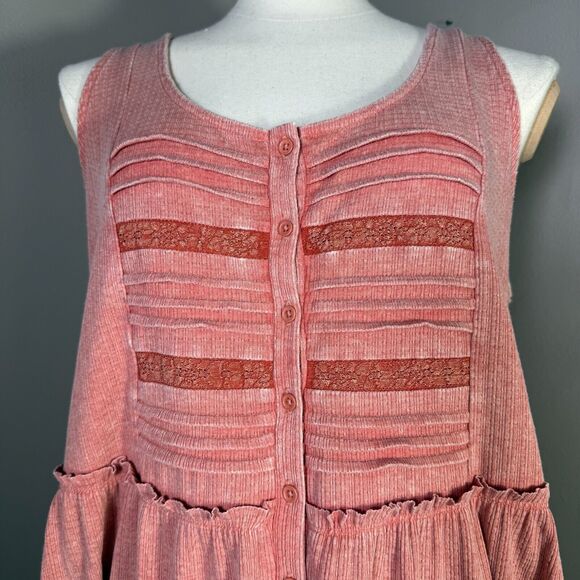 Torrid Textured Jersey Scoop Neck Button Down Babydoll Coral 1/1X - Picture 2 of 7